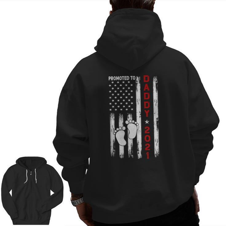 Promoted To Daddy 2021 First Time Fathers Day New Dad  Zip Up Hoodie Back Print