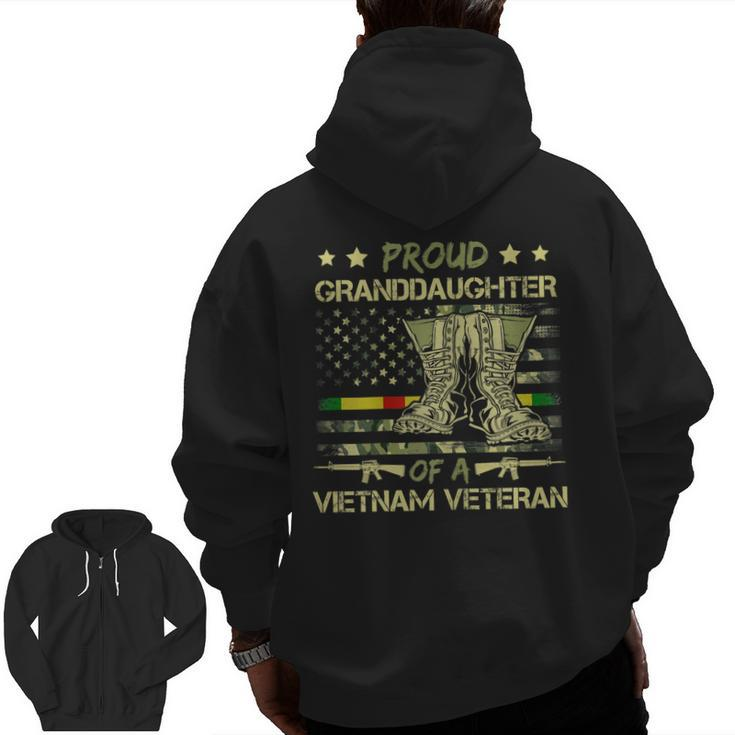 Proud Granddaughter Of A Vietnam Veteran Camouflage Flag Zip Up Hoodie Back Print
