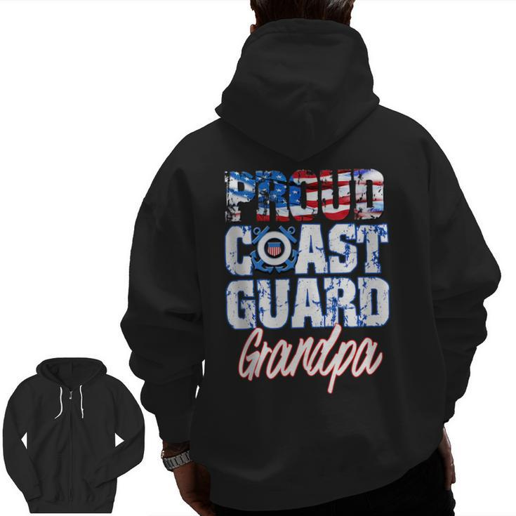 Proud Patriotic Usa Coast Guard Grandpa Usa Flag Men Grandpa  Zip Up Hoodie Back Print