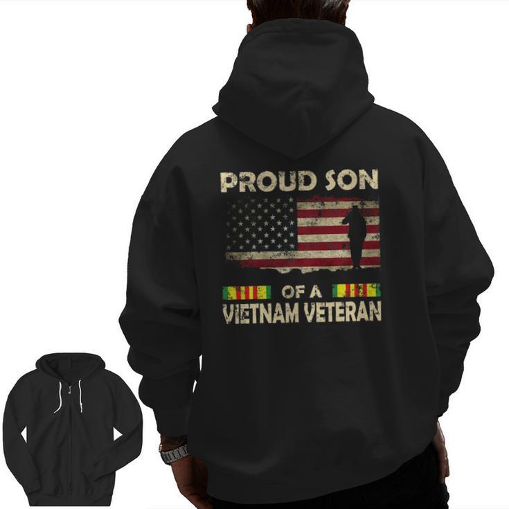 Proud Son Of Vietnam Veteran Tee American Flag Zip Up Hoodie Back Print