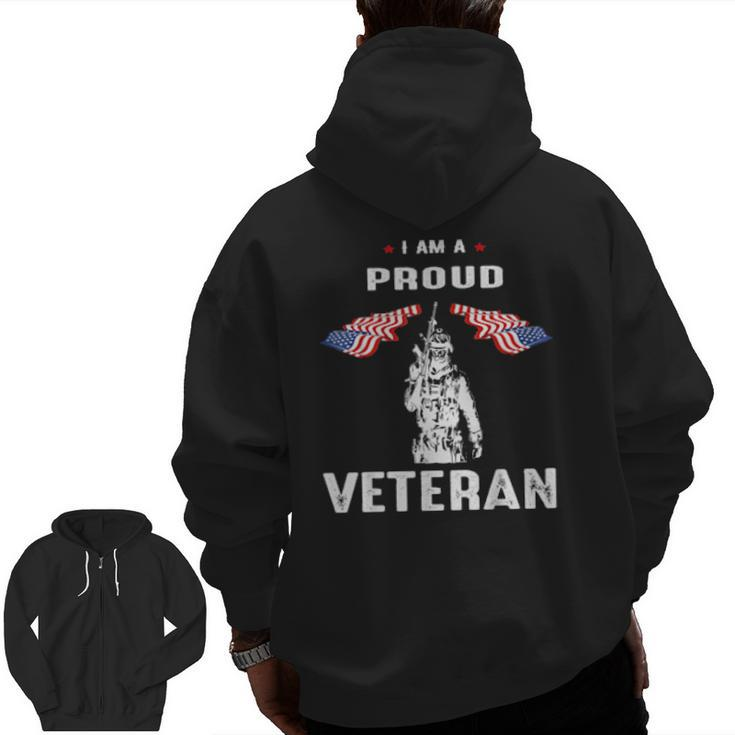 Proud Veteran Thank You Veterans On Veterans Day With Flag Zip Up Hoodie Back Print
