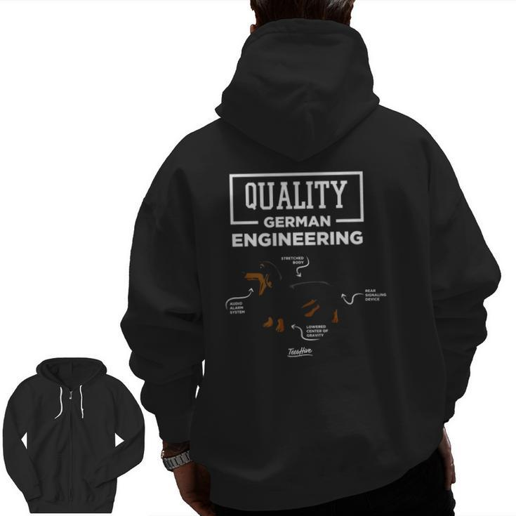Quality German Engineering Dachshund Zip Up Hoodie Back Print
