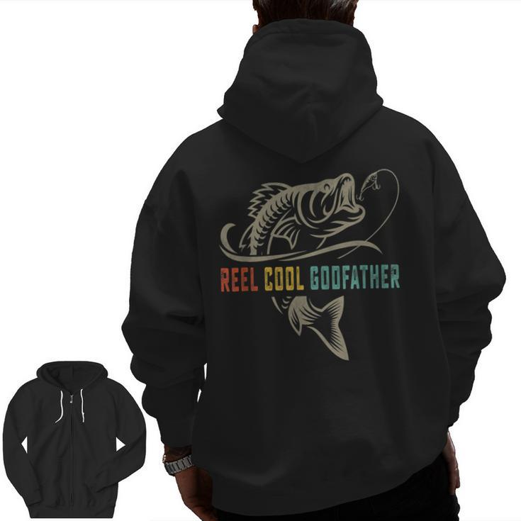 Reel Cool Godfather Fathers Day For Fishing Dad Zip Up Hoodie Back Print
