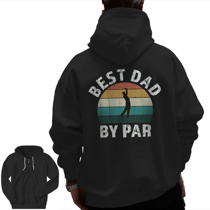 Retro Golfer Dad Fun Vintage Sunset Father Playing Golf Pun Zip Up Hoodie Back Print