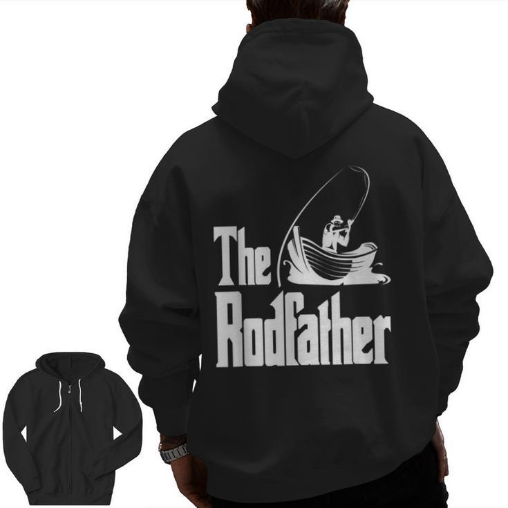 The Rodfather Dad Fishing Gear Christmas Zip Up Hoodie Back Print