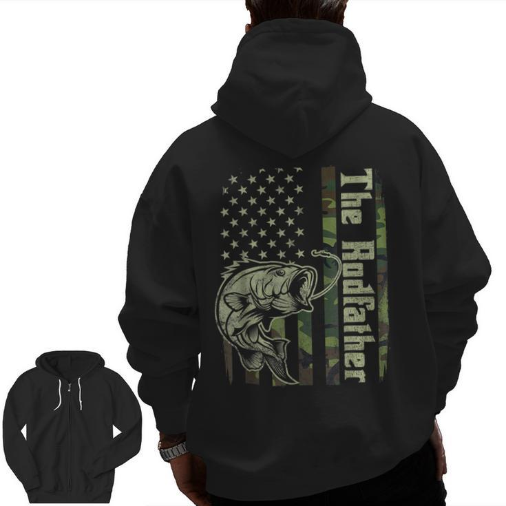 The Rodfather Fishing Dad Zip Up Hoodie Back Print