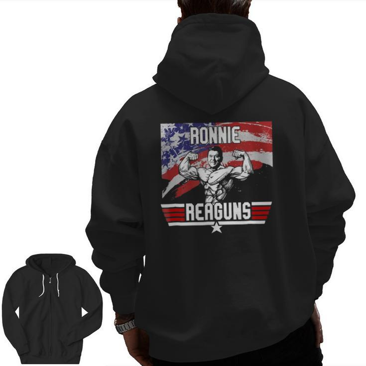 Ronnie Reaguns Patriot American Flag Zip Up Hoodie Back Print