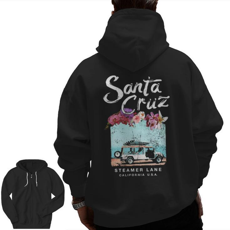 Santa Cruz Surf Van Vintage California Surfing Zip Up Hoodie Back Print