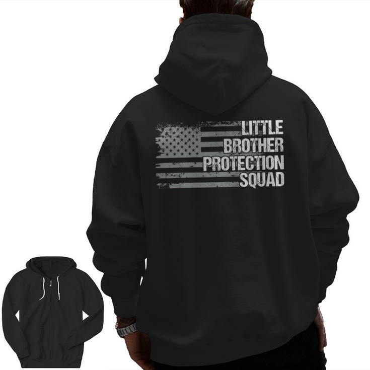 Security Brother Protection Squad Boys Dad Grandpa Us Flag Zip Up Hoodie Back Print