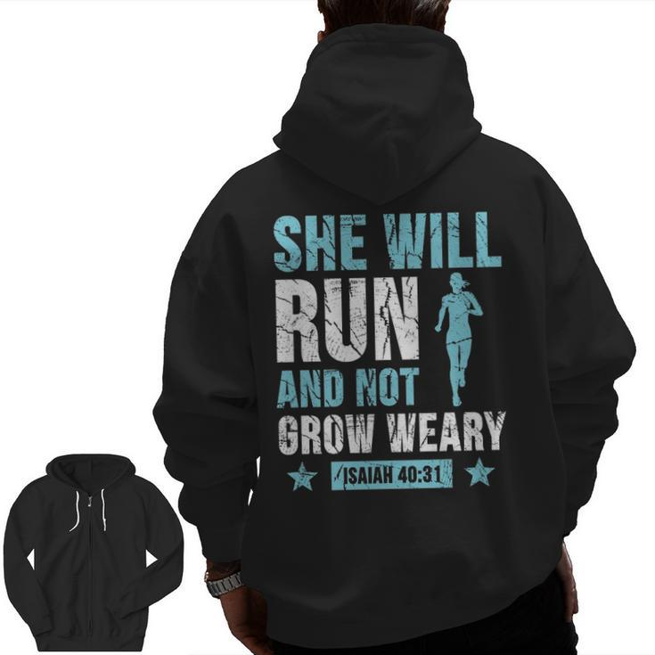 She Will Run And Not Grow Weary Isaiah Zip Up Hoodie Back Print