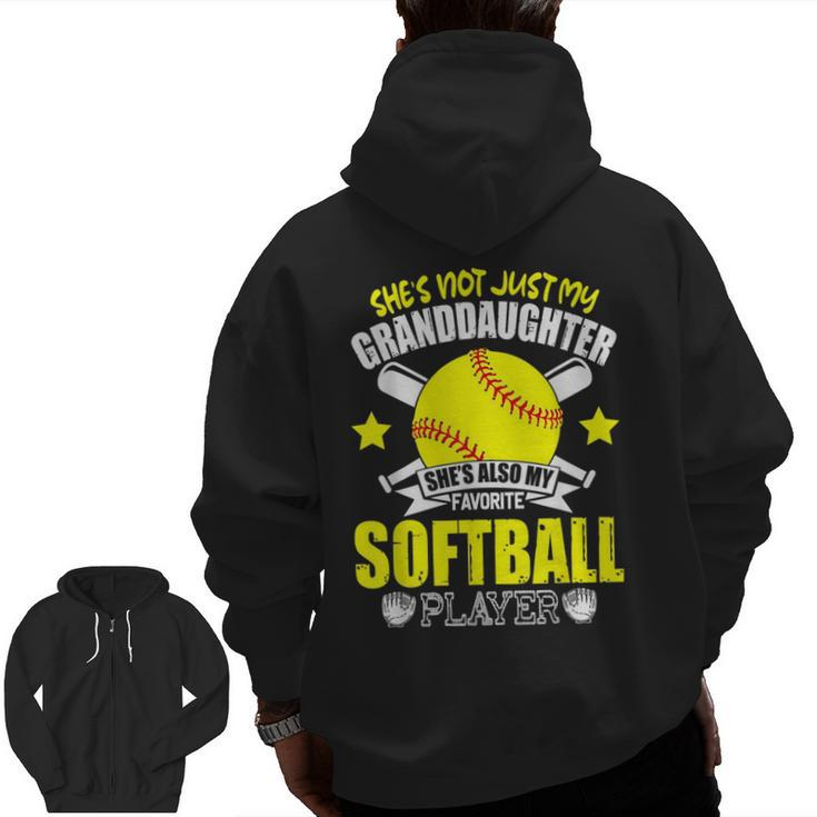 She's Also My Favorite Softball Fathers Day Zip Up Hoodie Back Print