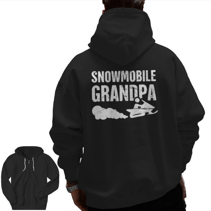 Snowmobile Grandpa Snowmobile Snowmobiling Lover Zip Up Hoodie Back Print