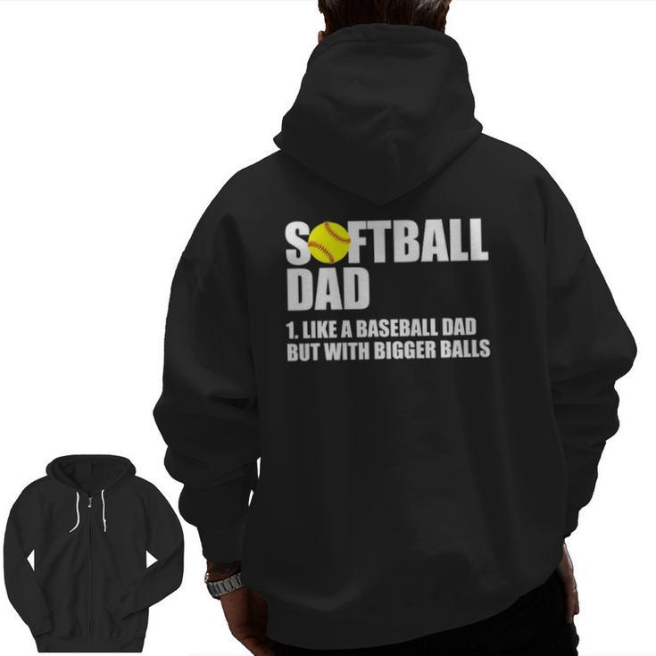 Softball Dad Definition Zip Up Hoodie Back Print