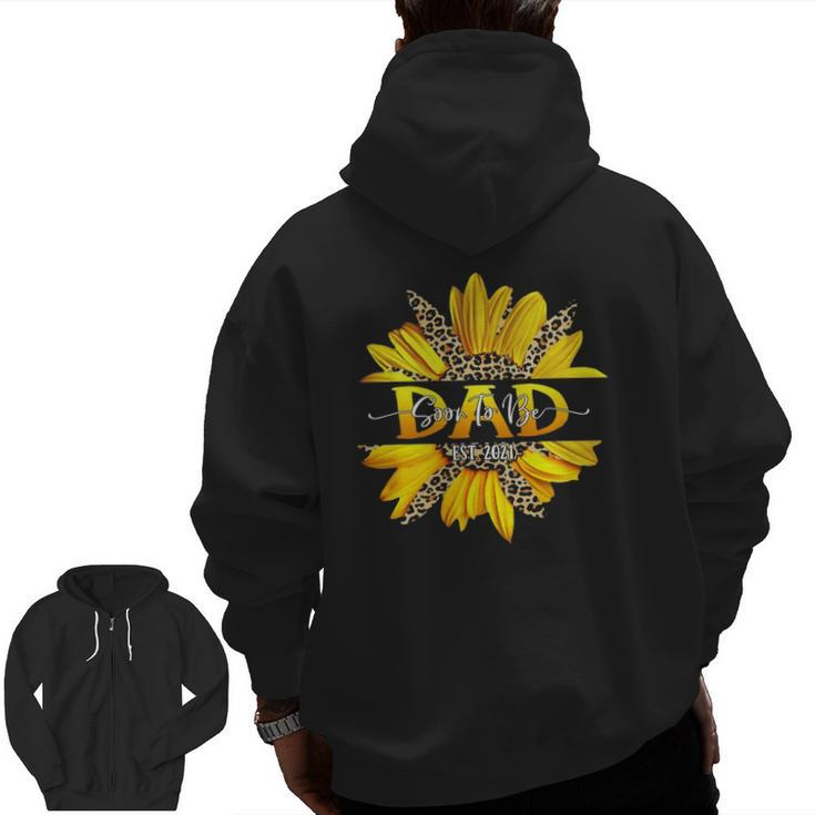 Soon To Be Dad 2021 Leopard Print First Time Dad Father Day Zip Up Hoodie Back Print