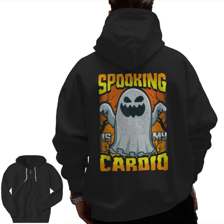 Spooking Is My Cardio Halloween Workout Gym Fitness Exercise Exercise  Zip Up Hoodie Back Print