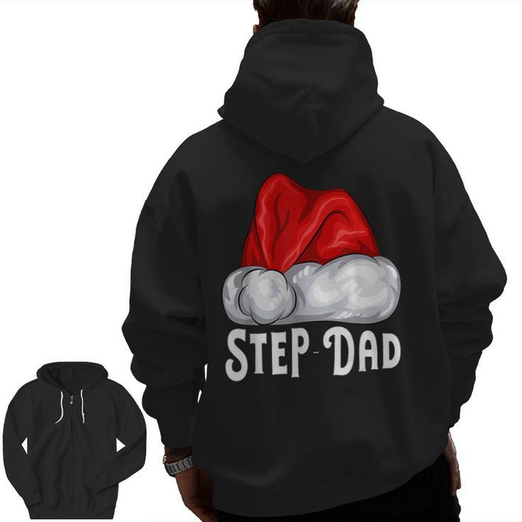 Step Dad Claus Christmas Lights Pajama Family Matching Zip Up Hoodie Back Print