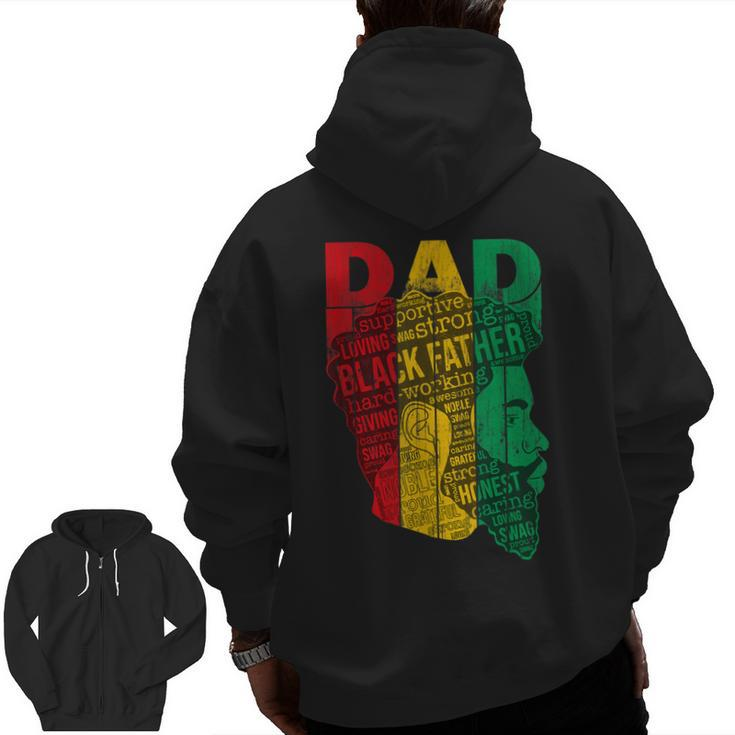 Strong Black Dad King African American Natural Afro  Zip Up Hoodie Back Print