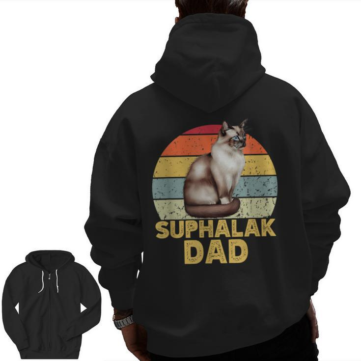 Suphalak Cat Dad Retro Vintage Cats Lover & Owner Zip Up Hoodie Back Print