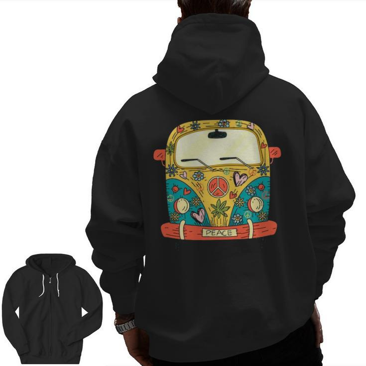 Surf Camping Bus Model Love Retro Peace Hippie Surfing S Zip Up Hoodie Back Print