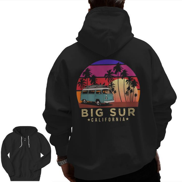 Surfer Big Sur California Vintage Van Surf Zip Up Hoodie Back Print
