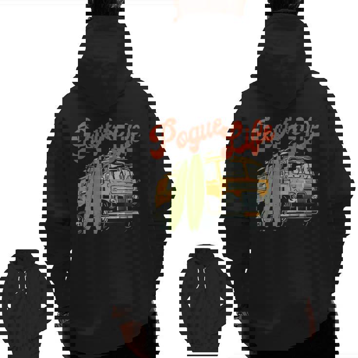 Surfer Van Pogue Life Outer Banks Vintage Beach Surfer Zip Up Hoodie Back Print