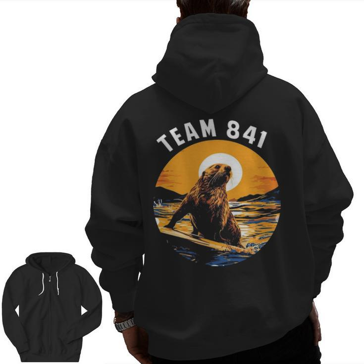 Surfing Otter 841 Otter My Way California Sea Otter Zip Up Hoodie Back Print
