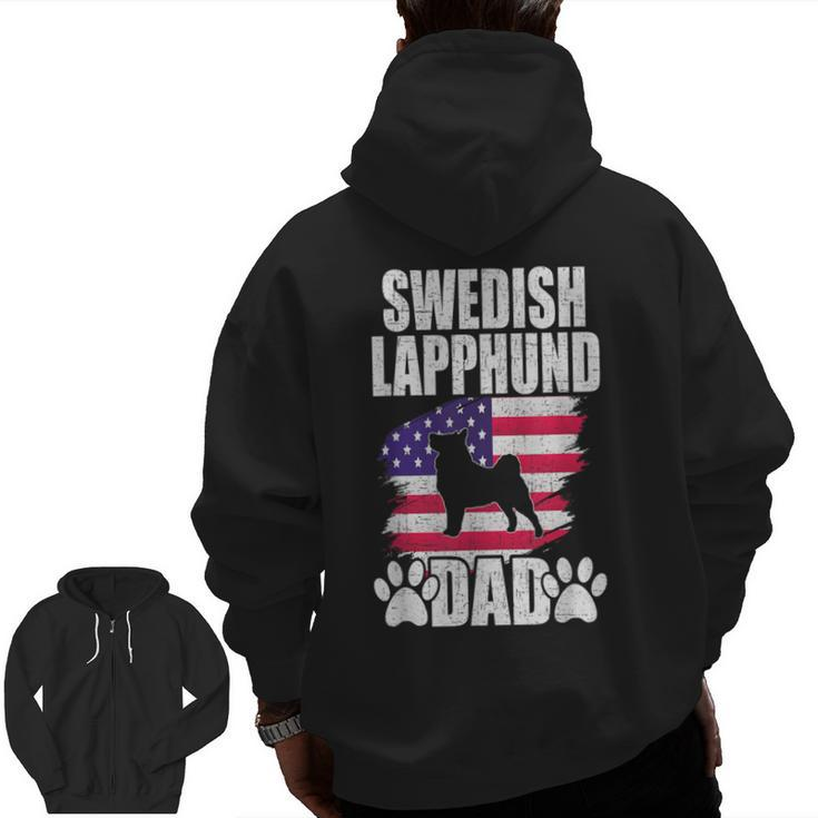 Swedish Lapphund Dad Dog Lover American Us Flag Zip Up Hoodie Back Print