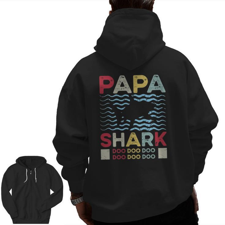 Ts Graphic Papa Shark For Cool Dads Zip Up Hoodie Back Print