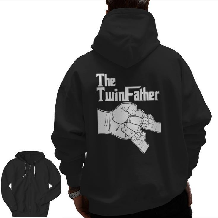 The Twinfather Father Of Twins Fist Bump Zip Up Hoodie Back Print