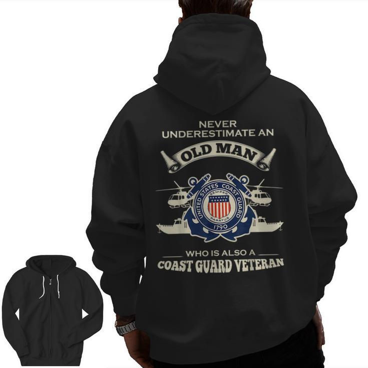 Never Underestimate Us Coast Guard Veteran T Veteran  Zip Up Hoodie Back Print
