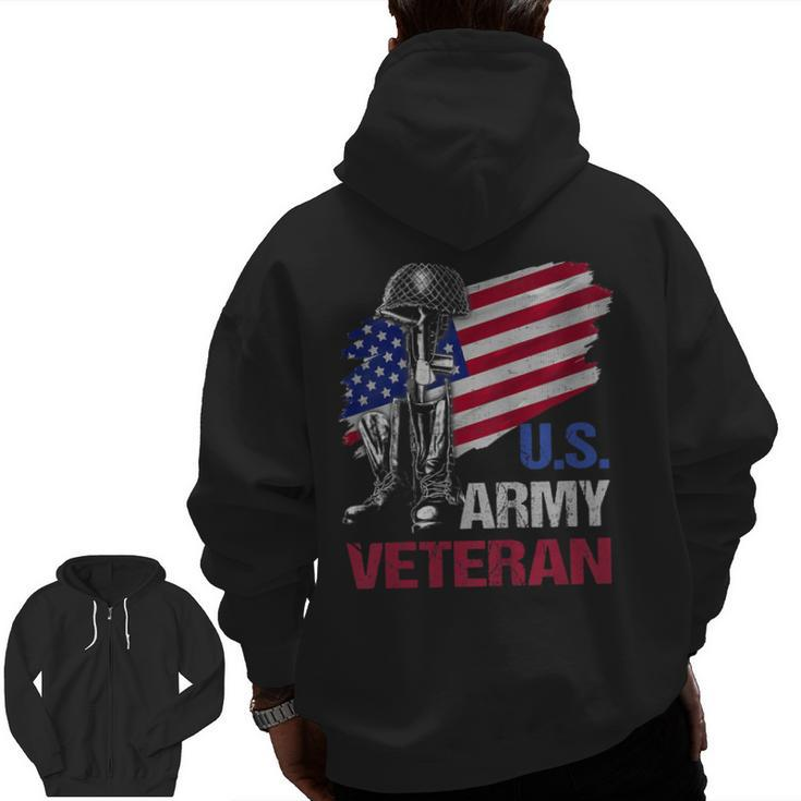 US Army Veteran Defender Of Liberty 4Th July DayShirt Zip Up Hoodie Back Print