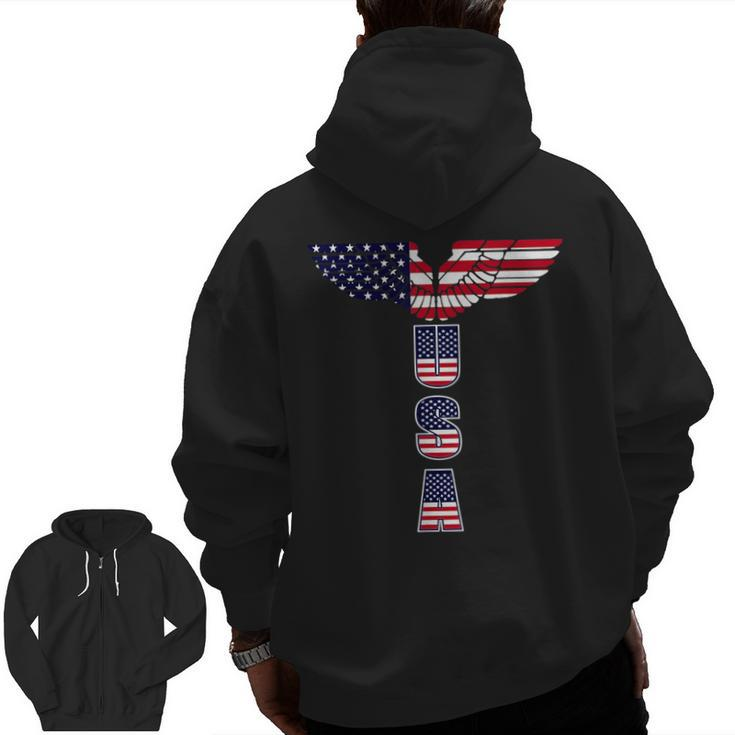 Usa Bald Eagle Wings 4Th Of July Veterans Usa  Zip Up Hoodie Back Print