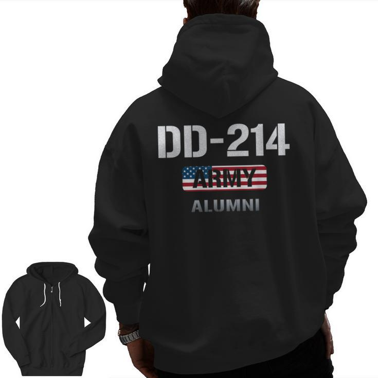 Usa Flag Dd214 Us Army Veteran Alumni Vintage Zip Up Hoodie Back Print
