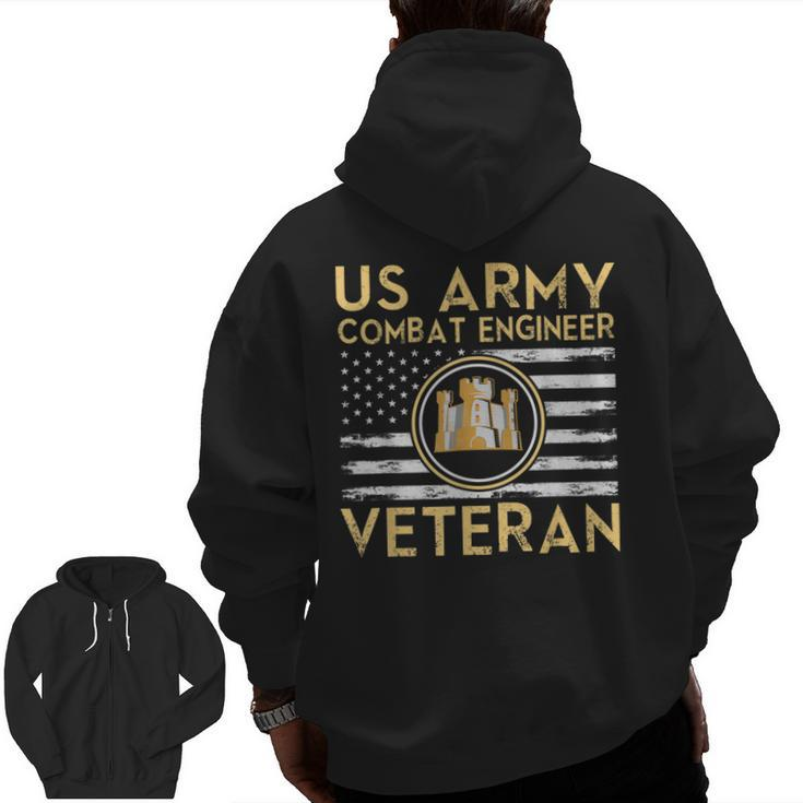 Usa Flag Army Veteran Us Army Combat Engineer Veteran Zip Up Hoodie Back Print