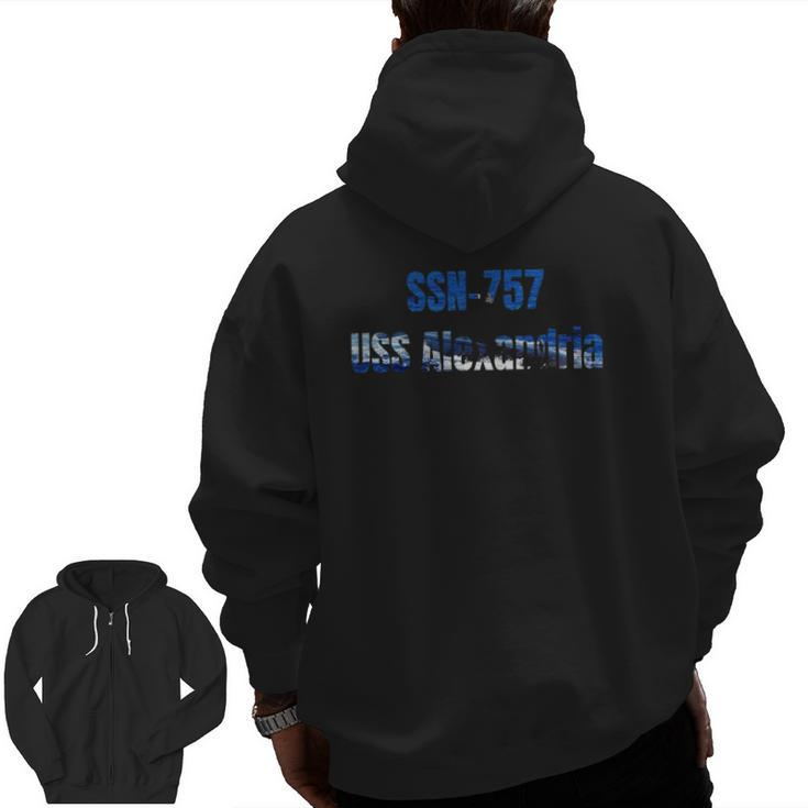 Uss Alexandria Ssn-757 Navy Sailor Veteran Zip Up Hoodie Back Print