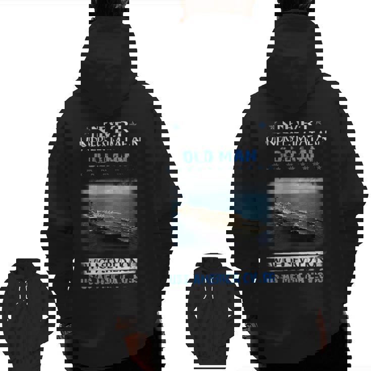 Uss America Cv66 Aircraft Carrier Veterans Day Father Day Zip Up Hoodie Back Print