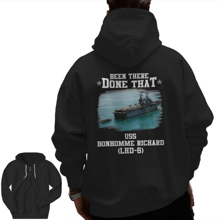 Uss Bonhomme Richard Lhd-6 Veterans Day Father's Day Zip Up Hoodie Back Print