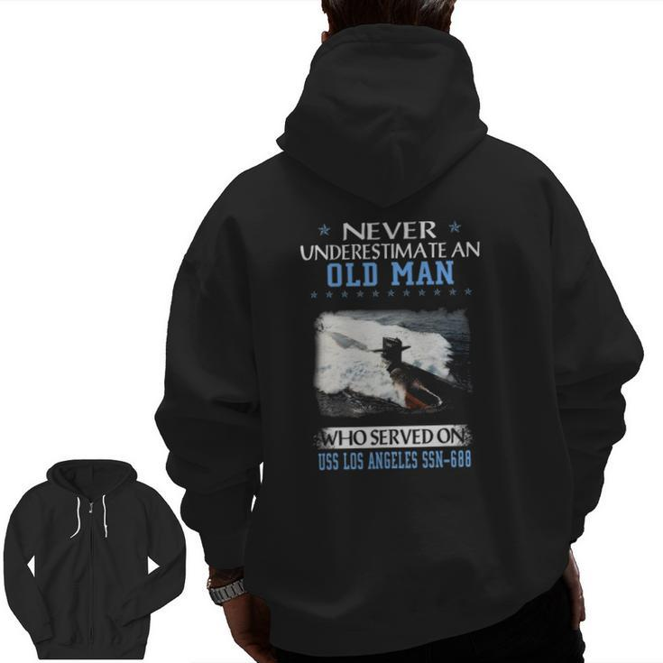 Uss Los Angeles Ssn 688 Submarine Veterans Day Father's Day Zip Up Hoodie Back Print