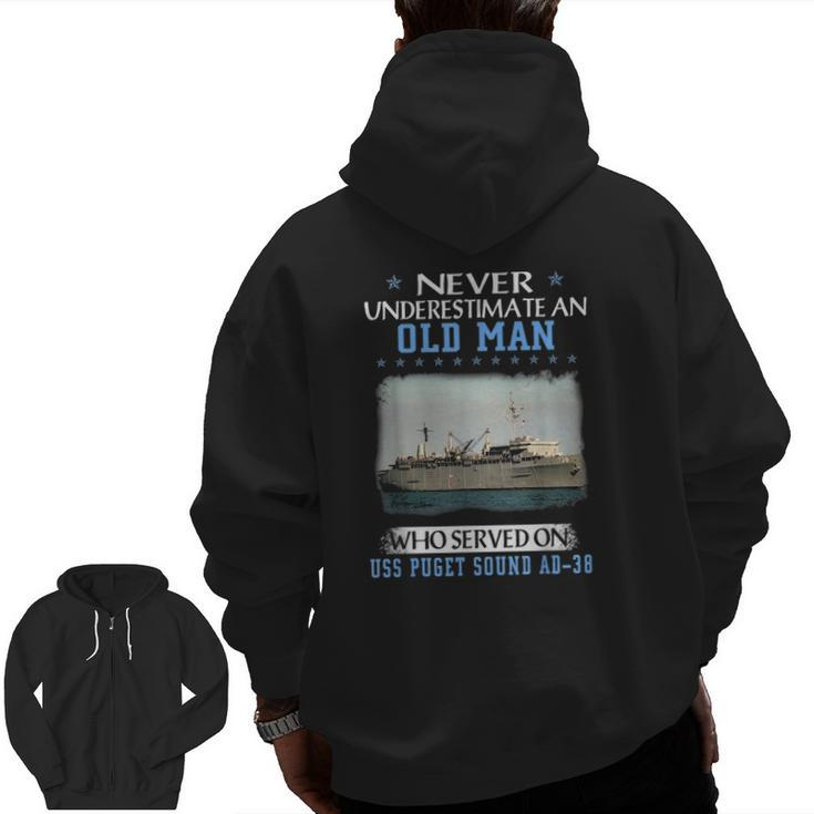 Uss Puget Sound Ad 38 Veteran's Day Father's Day Zip Up Hoodie Back Print