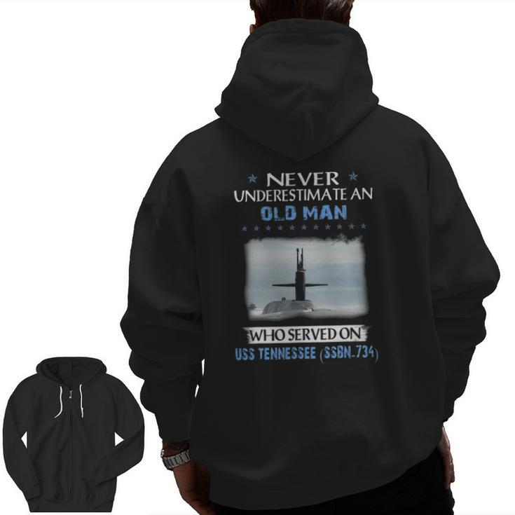 Uss Tennessee Ssbn-734 Submarine Veterans Day Father Day Zip Up Hoodie Back Print