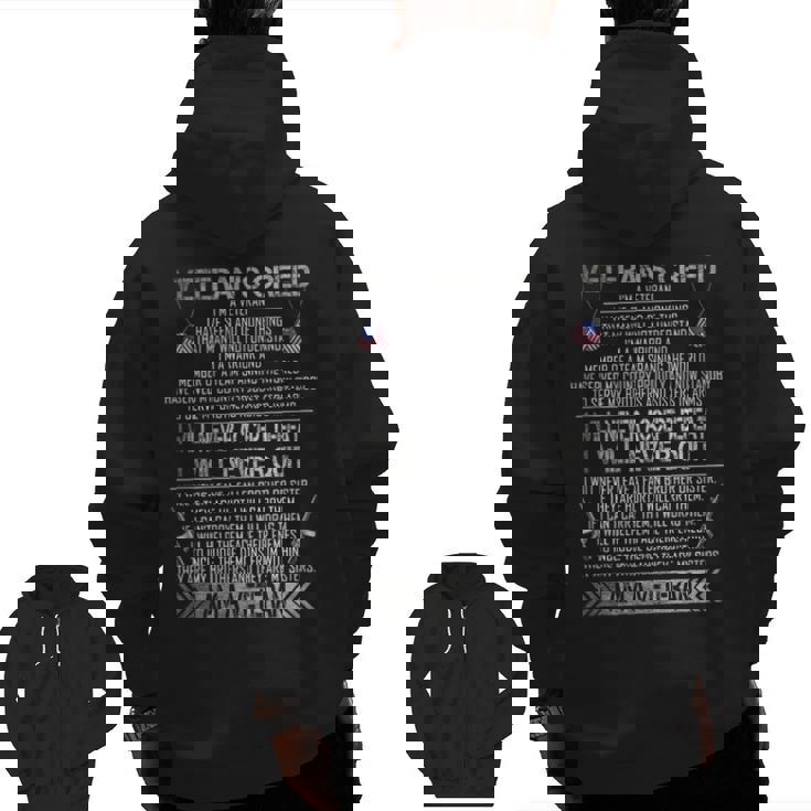 Veteran's Creed I'm A Veteran Proud Veteran's Day Zip Up Hoodie Back Print