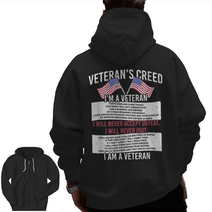 Veteran's Creed Patriot Grandpa Chirstian Vietnam War Zip Up Hoodie Back Print