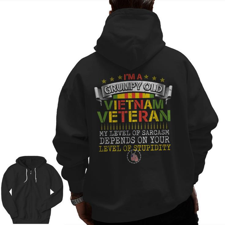 Veterans Day I'm A Grumpy Old Vietnam Veteran Zip Up Hoodie Back Print