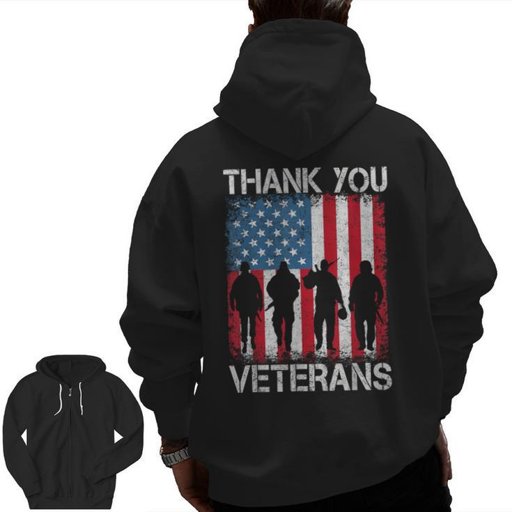 Veterans Day Thank You Veterans Proud Zip Up Hoodie Back Print