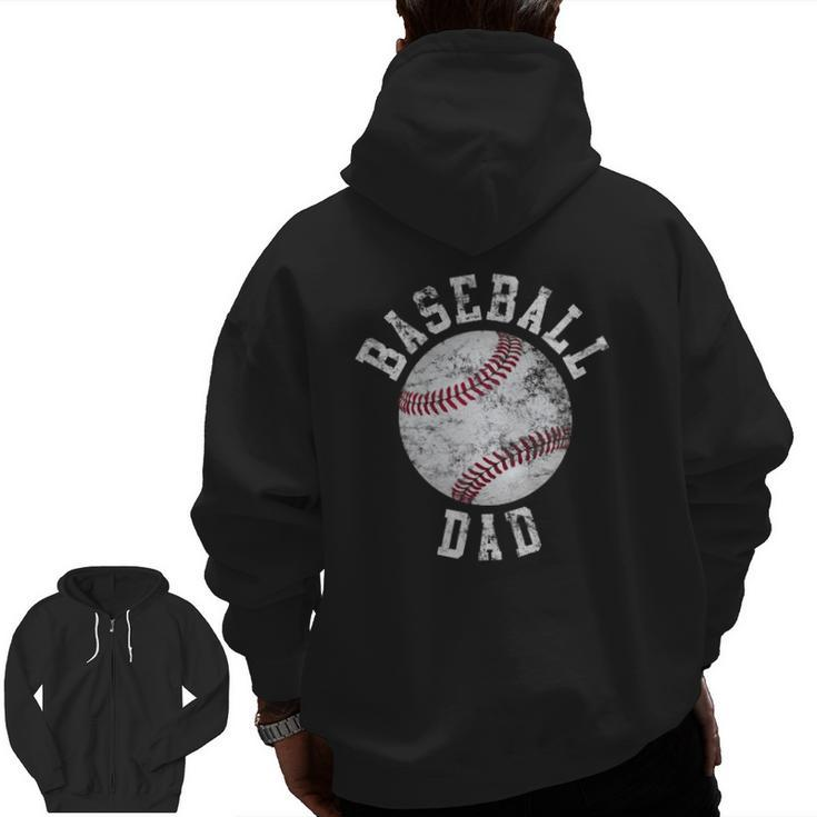 Vintage Baseball Dad Baseball Ball Zip Up Hoodie Back Print