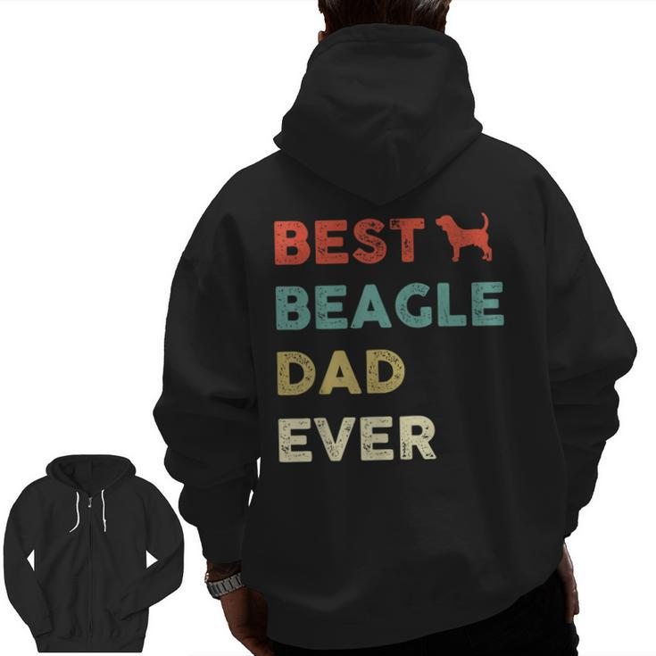 Vintage Best Beagle Dad Ever Beagle Men Zip Up Hoodie Back Print