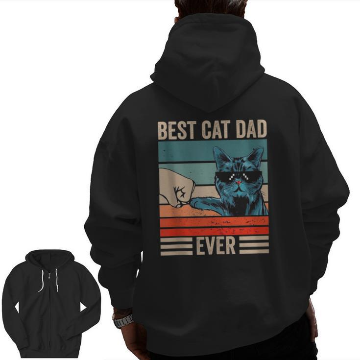 Vintage Best Cat Dad Ever Bump Fist Father's Day Tank Top Zip Up Hoodie Back Print
