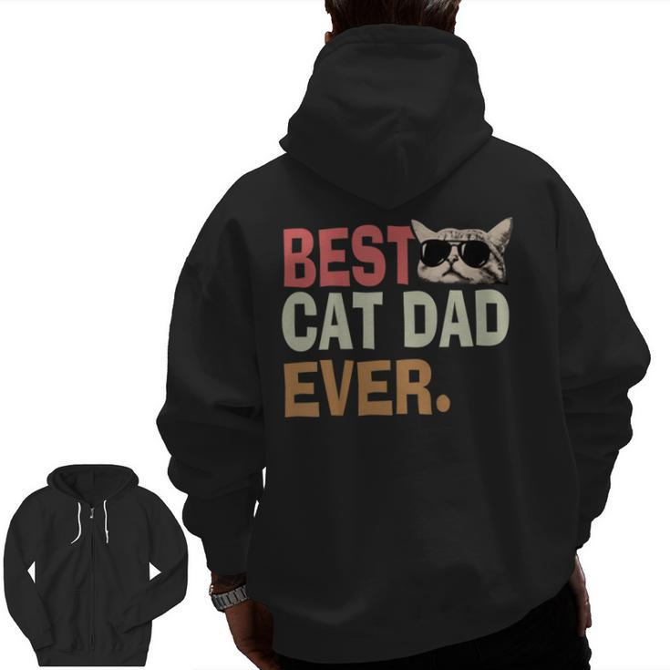 Vintage Best Cat Dad Ever Cat Daddy Father Day Zip Up Hoodie Back Print