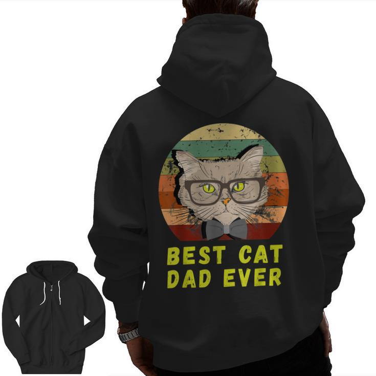 Vintage Best Cat Dad Ever Kitten Men Cat Kitties Lover Kitty Zip Up Hoodie Back Print