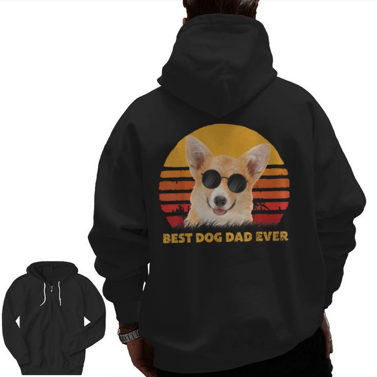 Vintage Best Corgi Dog Dad Ever Puppy Fathers Day Zip Up Hoodie Back Print